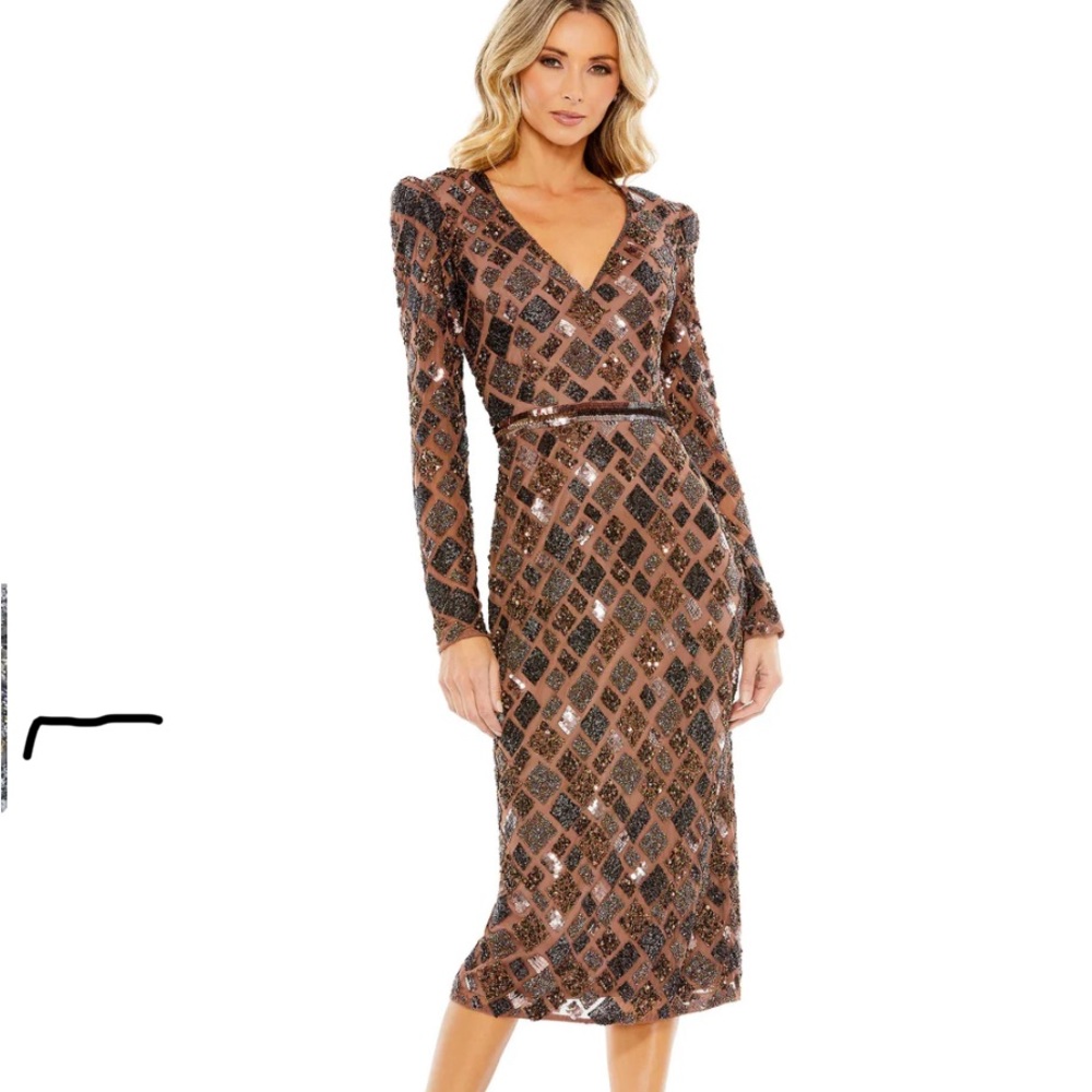 Mac Duggal style 5472 Chocolate color size 8. New with tags